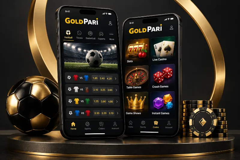 Gold Pari on two smartphone screens